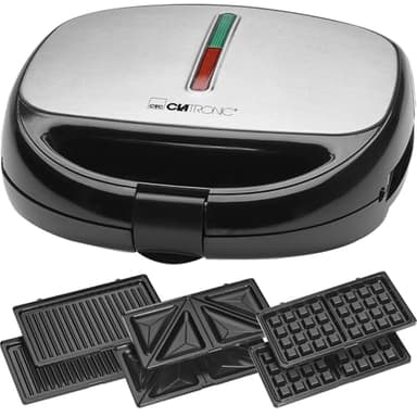 Clatronic® Sandwichmaker 3 in 1 | Sandwichtoaster, Waffeleisen und Kontaktgrill | 800W | Antihaftbeschichtung | wärmeisolierter Griff | Toaster Sandwichtoaster | Sandwich Maker | ST/WA 3670