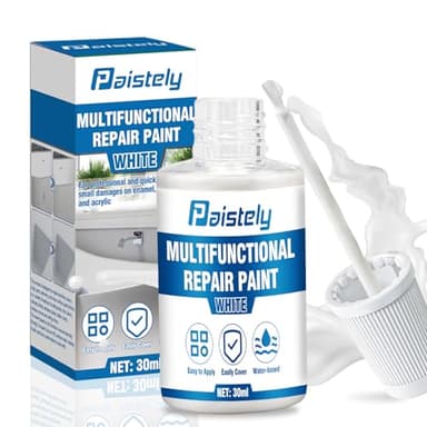 Paistely Porzellan-Reparaturset, Emaille Reparatur Lack 30 ml, Badewannenlack Weiß, Schnell und Wasserfest Fliesenreparatur Lack für Badewannen, Waschbecken, Fliesen (Reparaturfarbe 30ML)