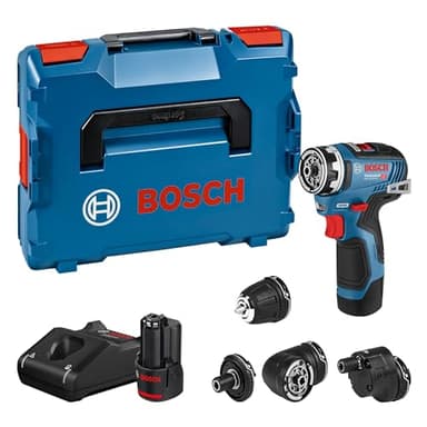 Bosch Professional 12V System Akku Bohrschrauber GSR 12V-35 FC - FlexiClick System (inkl. 2x 3.0Ah Akku, Schnellladegerät GAL 12V-40, 4x Aufsätze, L-BOXX)