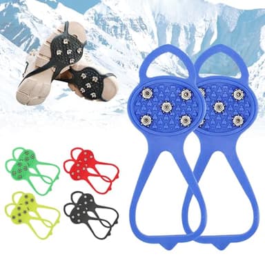 Spikes für Schuhe Winter, Neu Steigeisen für Schuhe, Schuhe mit Spikes, Schuhkrallen mit Edelstahl Spikes, Schneeketten für Schuhe, Steigeisen für Wandern Schnee EIS Trekking (Blau, S (29-34))
