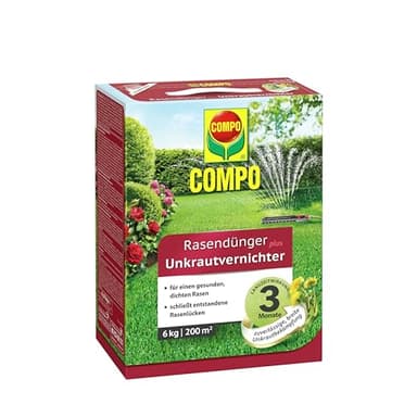 Compo FLORANID Rasendünger Plus Unkrautvernichter, 3 Monate Langzeitwirkung, Feingranulat, 6 kg, 200 m²