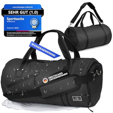 𝗪𝗢𝗟𝗙𝗦𝗕𝗘𝗨𝗧𝗘𝗟® 50L Sporttasche & Reisetasche für Damen & Herren mit Schuhfach & Nassfach | Wasserdicht/Wasserabweisend | Schultergurt Weekender Badetasche Schwimmtasche Gym Bag Duffle Bag