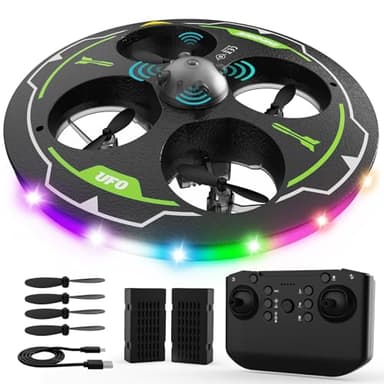 Drohne für Anfänger UFO 360° Hindernisvermeidung Mehrere Beleuchtungsmodi, aus Schaumstoff, langlebig und sicher Quadcopter RC Drones Flugzeug 360° Flip Höhenstabilisierung Alitude Halten 2 Akkus