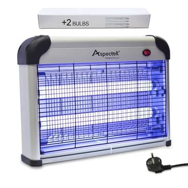 ASPECTEK Insektenvernichter elektrisch 20W – Fliegenvernichtung mit UV-Lampe, Mückenlampe für Innen- und Außenbereiche, schnell und chemiefrei, Mückenfalle Wirksam gegen Fliegende Insekten