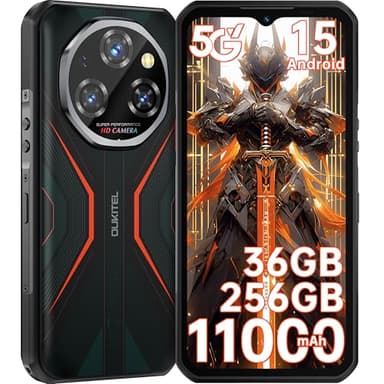 OUKITEL WP55 Outdoor Handy Ohne Vertrag Android 15-11000mAh, 36GB+256GB/2TB Outdoor Smartphone 5G Ultradünn 15,8mm, 6.6" FHD+ Baustellenhandy, 108MP+32MP Kamera, Dual 5G SIM/IP68/NFC/Face ID Orange
