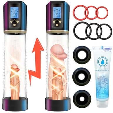 Penis Pumpe Sex Spielzeug für die Männer - Penispumpe für Penisvergrößerung mit 8 Saugenmodi, Automatic Penis Pumpe Vakuumpumpe Masturbieren für Männer mit 6 Cockring und 3 Silikonhüllen