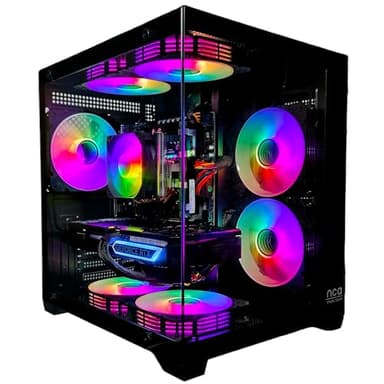 Gaming PC Phantom Black | NVIDIA RTX 5060 | 128GB RAM 2TB SSD | Intel 10 Core | RGB Lüfter mit Fernbedienung | Luftkühlung | WLAN 5 | Win 11