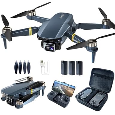 800 Meter Reichweite faltbare Drohne mit Kamera für Anfänger – 60+ Min. Flugzeit, WiFi FPV Quadrocopter mit 4K HD-Kamera, bürstenlosem Motor, Auto-Hover, Auto-Follow (3 Akkus)
