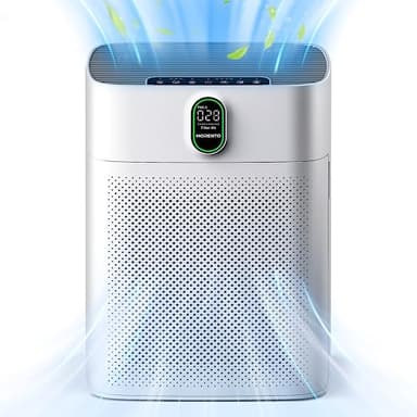 MORENTO Luftreiniger Allergiker mit HEPA Luftfilter gegen von Staub Pollen und Tierhaaren entfernen, CADR 300m³/h für 100㎡ Raucherzimmer,PM2.5 LED-Anzeige Air Purifier 24dB 1 Pack 2 Ersatzfilter