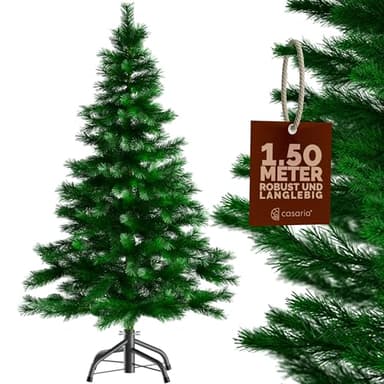 CASARIA® Weihnachtsbaum künstlich 150cm dichte Spitzen schneller Aufbau Metallständer naturgetreu schwer entflammbar grün Tannenbaum Deko Christmas