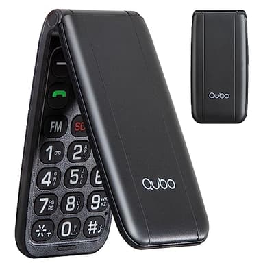Qubo Flip GSM Seniorenhandy Klapphandy Ohne Vertrag Handy große Tasten Mobiltelefon für Senioren Display 2,4 Zoll, SOS-Funktion, Unterstützung Dual-SIM,Schnellanruf, FM-Radio,Taschenlampe, Schwarz