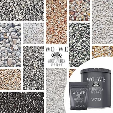 WO-WE 25Kg Steinteppich Set Marmorkies Bodenbeschichtung Nero Ebano Schwarz 1-4mm - 2qm