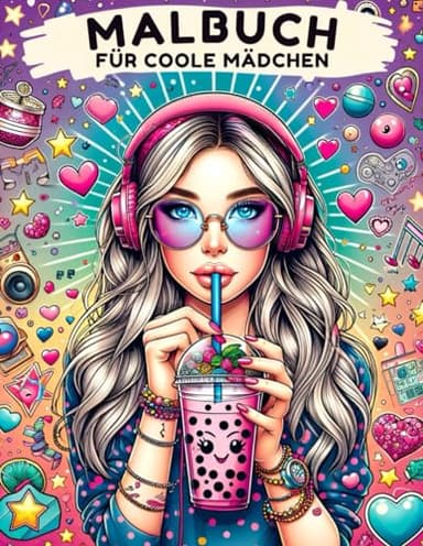 Malbuch Coole Mädchen Geschenk ab 12 Jahren: Beschäftigungsbuch mit 50 Motiven (Portraits, Pferde, Muster, Tiere) für Mädchen und Teenager | Malen ab 12