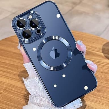 JUESHITUO EinheitsSchutz Serie für iPhone 15 Pro Hülle für MagSafe (Mit Integrierter Kameraschutz) [TOP N56 Starke Magnete] Kratzfest Handyhülle Case für Frauen Mädchen 6,1" Titan Blau
