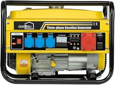 Stromgenerator mit Benzin | Stromerzeuger Notstromaggregat leise | 5 Steckdosen 3x 230V / 1x 400V / 1x 12 V | 7 PS (Premium Kupfergew.(5 Steckdosen (3000W YFG3500))