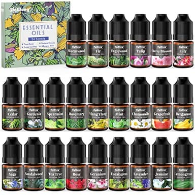 Ätherische Öle Set, 24 Duftöl Ätherische Öle Bio Naturrein für die Kerzen, Seife Machen, Langanhaltende Duftöl für Diffuser, Luftbefeuchter, Duftöle für Körpermassage, Aromatherapie, 6 ml/0,2oz