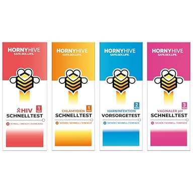 HornyHive STI 4-in-1 Bundle für Frauen, HIV, Vaginaler pH-Test, Chlamydien, Harnwegsinfektion, Schnelltest für Zuhause, Selbsttests, Ergebnisse in Minuten