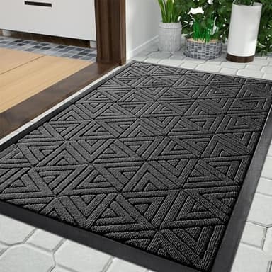 Yimobra Fußmatte für den Außenbereich, strapazierfähige und langlebige Eingangsmatte für den Außenbereich, leicht zu reinigen, wasserabweisend, 75 x 43 cm, schwarz