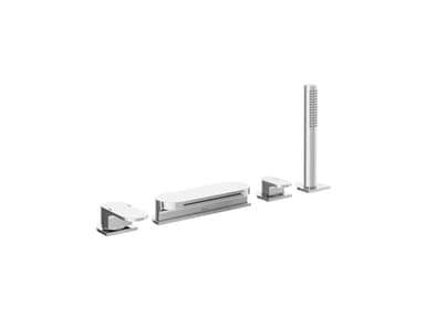 4-Loch Badewannenarmatur | 4-Loch Wannenrandarmatur mit Ausziehbarem Handbrause | 4-Loch Armatur für Badewanne mit Handbrause | Chrome | RAVAK (Chrom)