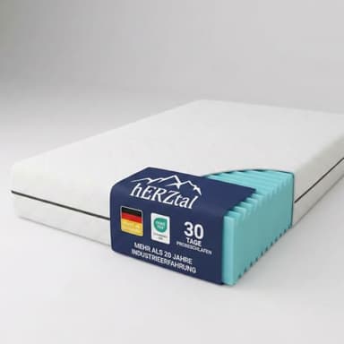 hERZtal 7-Zonen Kaltschaummatratze 90x200 cm 21 cm – Wendematratze H4/H5 Orthopädische Komfortmatratze für Rücken- & Seitenschläfer