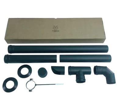 TYGERIX® Komplettes Kit Rohre, Anschlüsse und Zubehör für Pelletofen 80 mm | Set mit 10 Elementen | Höchste Hitzebeständigkeit | Größere Dicke 1,2 mm | Verformungsresistent | Made in Italy |