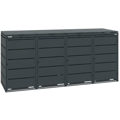 MBOX24® Classic Mülltonnenbox für 4 Mülltonnen (240L) aus verzinktem Stahl, 4er Metall Mülltonnenverkleidung in Anthrazit, robust & wetterfest