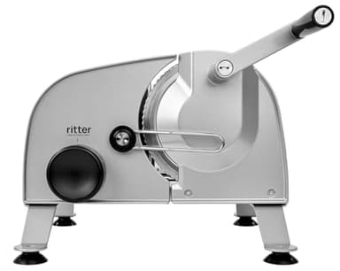 ritter manus 3 Manueller Allesschneider & Brotschneidemaschine aus Vollmetall, Made in Germany, Silbermetallic