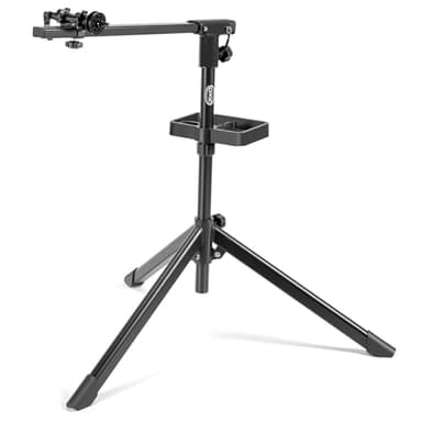 CXWXC Fahrradmontageständer - Profi Reparaturständer mit Werkzeugschale und Magnetfach (Schwarz)