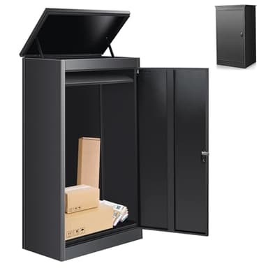 Yorkgargen Stahl Briefkasten für Außen, Paketkasten mit Zahlenschloss, Pulverbeschichteter Briefkasten Paketbox, Paketbriefkasten mit wasserdichter & diebstahlsicherer Funktion (63 x 48 x112cm)