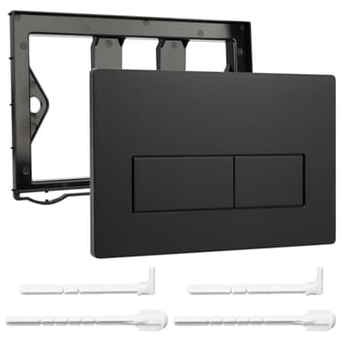 WC Drückerplatte, Kompatibel mit Geberit 01/20/21/30/40/50, UP300 & UP320 Serien Betätigungsplatten, Doppelspülung, ausgestattet mit Spülhebel-Set und Einbaurahmen (Schwarz Matt, 245 * 164 mm)