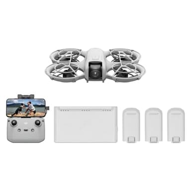 DJI Neo Fly More Combo – Mini Drohne mit Kamera 4K UHD Für Kinder, 135g, Follow-Me, Handstart, Motivverfolgung, QuickShots, Integrierter Propellerschutz, C0, mit RC-N3 und 3 Akkus