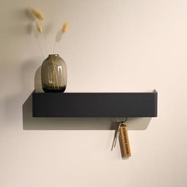 Designfabrik Hamburg Schlüsselbrett | Moderne Schlüsselaufbewahrung mit Ablage | Schlüsselhalter zur Wandmontage aus Metall | Minimalistisches Design für Flur & Eingang | Schwarz