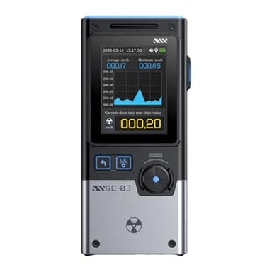 DewinLVD GC-03 Multifunktionaler Strahlungsdetektor, 3 in 1 Elektromagnetischer Strahlungsdetektor Geigerzähler 2,4 Zoll Farbdisplay Schwarz