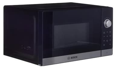 Bosch FFL023MS2 Serie 2 freistehende Mikrowelle, 26 x 44 cm, 800 W, Drehteller 27 cm, Türanschlag Links, AutoPilot 7 mit 7 Automatikprogramme, Reinigungsunterstützung, LED-Touchdisplay, Edelstahl