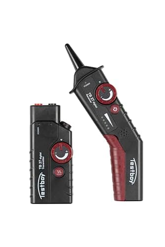Testboy 27 Digital Leitungssucher-Set, fremdspannungsgeschützt bis 400 V (für Spannungs- und nicht Spannungsführende Leitungen (auch im Erdboden), einstellbarer Sende- & Empfangspegel), Schwarz