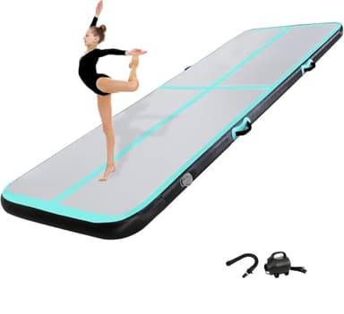 KIKILIVE 20CM Hoch Gymnastikmatte Tumbling Matte, 3M Aufblasbar Gymnastik Track Matte Air Turnmatte mit Luftpumpe Aufblasbare Sportmatte für Fitness/Outdoor/Yoga/Training usw