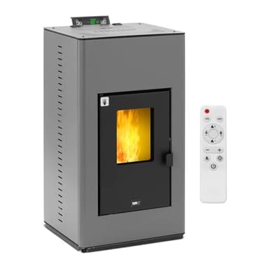 MSW Pelletofen wasserführend (3/4'') 20 kW für 380 m³ / 25 L Wasser 90% Energieeffizienz 22 kg Brennstoffbehälter Verbrennungszeit bis zu 30 h Pellet-Kaminofen Pelletkamin