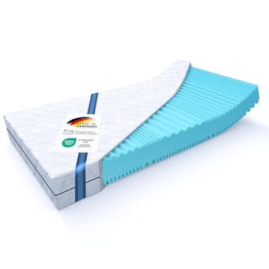 MSS e.K. Wendematratze Aqua Deluxe H5/H6 | RG40 | Höhe ca. 21 cm | 180 x 200 cm | Matratze mit 2 Liegehärten sehr hart/extrem hart | 7 Liegezonen | Komfortschaum | hochwertiger Microfaserbezug