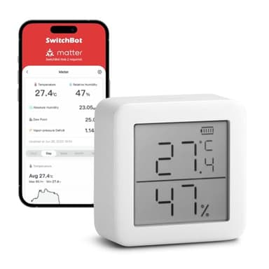 SwitchBot Thermometer Hygrometer Innen, Digital Hygrometer Bluetooth Thermo-Hygrometer mit APP, Taupunkt/VPD/Absolute Feuchtigkeitssensor, Bluetooth Hygrometer