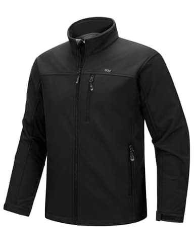 33,000ft Softshelljacke für Herren Wasserdichte Übergangsjacke Fleece Gefütterte Winddichte Outdoorjacke Funktionsjacke für Outdoor Freizeit Schwarz L