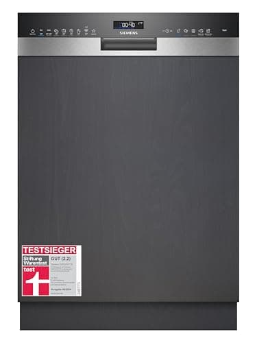Siemens SN55ZS07CE, Stiftung Warentest Testsieger*, iQ500 Smarter Geschirrspüler Teilintegriert, 60 cm breit, Made in Germany, Edelstahl, Besteckschublade, varioScharnier, Zeolith, varioSpeed