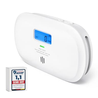 X-Sense Kohlenmonoxid Melder, TÜV Rheinland Zertifiziert, 10 Jahre Sensor, CO Melder mit austauschbarer Batterie und digitalem Display, Kohlenmonoxid-Melder mit Testknopf, XC0C-SR