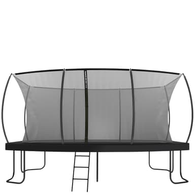 Zero Gravity Trampolin Outdoor oval, TÜV GS geprüft, Komplettset inkl. Leiter, Aufbauvideo, Outdoor Trampolin für Kinder & Erwachsene mit innenliegendem Sicherheitsnetz (Schwarz, 457x305cm)