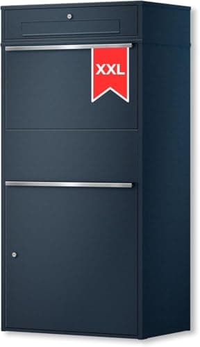 Metzler Paketbox draußen groß XXL, Briefkasten mit Paketfach in Anthrazit RAL7016, Paketbriefkasten, Standbriefkasten, Paketkasten, Wasserdicht und rostfrei, massiv - Bispo Max