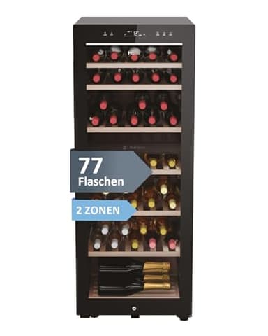 Haier Weinkühlschrank 50 SERIE 7 HWS77GDAU1 I 77 Flaschen Weinklimaschrank I Neue Technologie für beste Lagerung I Weinkühlschrank 2 Zonen, UV-Glastür & Holzregale I Wine fridge vibrationsarm, Wi-Fi