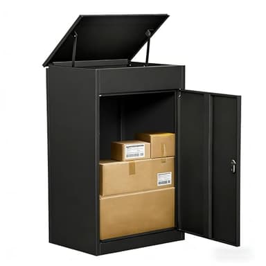 Paketbox Briefkasten mit Paketfach Paketbox Draussen Groß XXL Diebstahlgeschützter Paketbriefkasten Standbriefkasten mit Code-Schloss, wandmontiert wasserdicht für Veranda/Garten (33"(85CM))