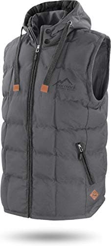 normani OUTDOOR SPORTS Wattierte Steppweste Bodywarmer - 100% Winddichte Outdoor Weste mit Lederpatch, Kapuze und Stehkragen