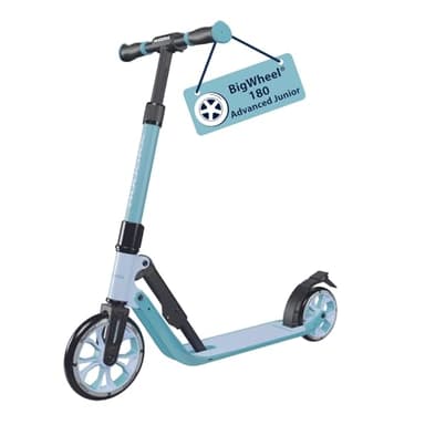 HUDORA BigWheel® 180 Advanced Junior - Hochwertiger & sicherer Kinder Roller ab 3 Jahre - Zusammenklappbarer Cityroller mit Reflektoren - Höhenjustierbarer Scooter für Jungen & Mädchen bis 60 kg, blau