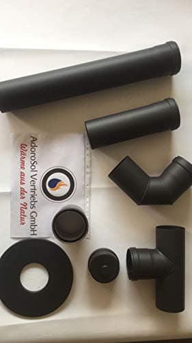 AdoroSol Vertriebs GmbH Rauchrohr Set Pellet in Schwarz, Ø 80 mm, Ofenrohr für Pelletöfen