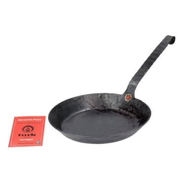 Turk 65526 Eisenpfanne mit flachen Hakenstiel freiform warmgeschmiedet, Durchmesser 26 cm